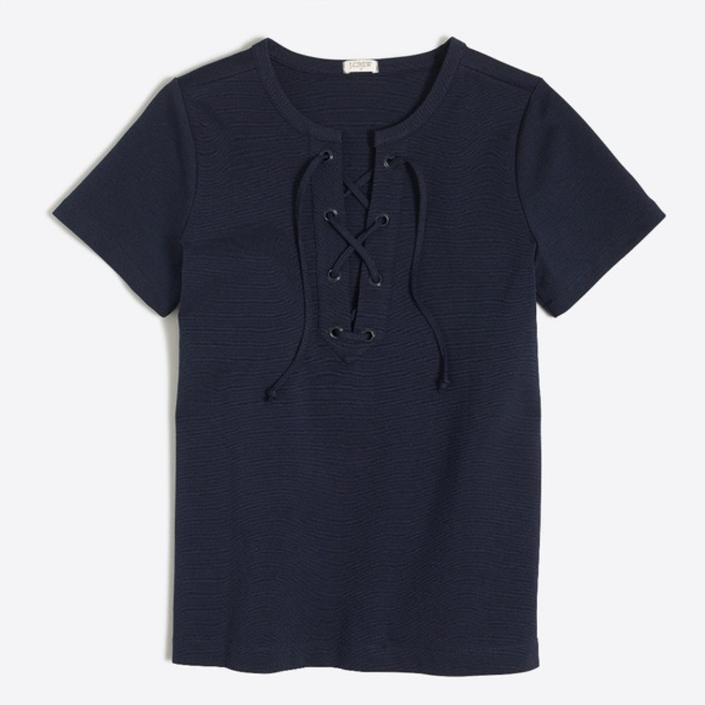 J Crew Tie Up Navy Shirt Size Small